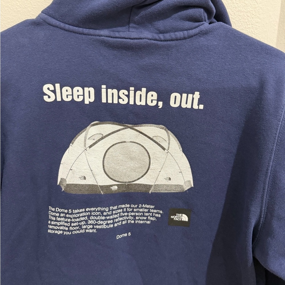 North Face Hoodie Mens Small Navy Blue Camping Sleep Inside Out